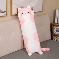 Plyšový vankúš dlhá mačka ružová, XXL Dĺžka 110 cm