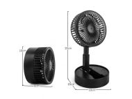 Prenosný skladací stolový ventilátor EB908 s akumulátorom a USB, čierny