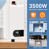 ADM2228 Beztlakový prietokový elektrický ohrievač vody 3500 W s digitálnym LED displejom