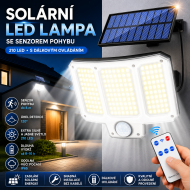 Solárna LED lampa FA944 so senzorom pohybu 210 LED a diaľkovým ovládaním