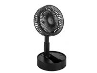 Prenosný skladací stolový ventilátor EB908 s akumulátorom a USB, čierny