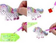 Diamantové maľovanie xxl súprava na výrobu nálepiek a kľúčeniek a obrazu - Unicorn