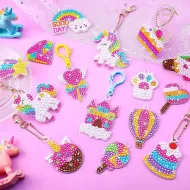 Diamantové maľovanie xxl súprava na výrobu nálepiek a kľúčeniek a obrazu - Unicorn