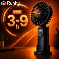 Ruhhy 27781 Ručný mini ventilátor nabíjací 2400 mAh USB-C čierny s LED displejom