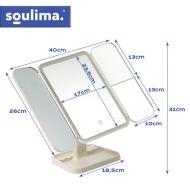 Kozmetické zrkadlo LED, 3x zväčšenie, 600 mAh, krémovo biela LED Soulima 26952