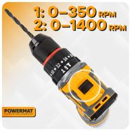 POWERMAT PM-WA-16.8V-1.5M aku vŕtačka / skrutkovač 16,8 V, 2× batéria 1,5 Ah, príslušenstvo