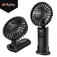 Ruhhy 27781 Ručný mini ventilátor nabíjací 2400 mAh USB-C čierny s LED displejom