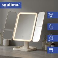Kozmetické zrkadlo LED, 3x zväčšenie, 600 mAh, krémovo biela LED Soulima 26952