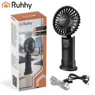 Ruhhy 27781 Ručný mini ventilátor nabíjací 2400 mAh USB-C čierny s LED displejom