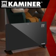 Sklenený elektrický ohrievač KAMINER ZELVA 2500W čierny – moderné kúrenie s Wi-Fi ovládaním