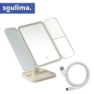 Kozmetické zrkadlo LED, 3x zväčšenie, 600 mAh, krémovo biela LED Soulima 26952