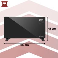 Sklenený elektrický ohrievač KAMINER ZELVA 2500W čierny – moderné kúrenie s Wi-Fi ovládaním