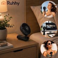 Ruhhy 27781 Ručný mini ventilátor nabíjací 2400 mAh USB-C čierny s LED displejom