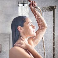 Úsporná sprchová hlavica rotujúca dvojšpirálová, strieborná vrtuľa - SHOW-TRB