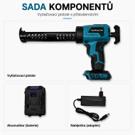 ADM7105 Aku vytláčacia pištoľ na kartuše 20V