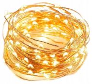 Svetelná reťaz 100LED - 10m na 3XAA - Teplá biela