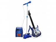 Detská rocková elektrická gitara na batérie + zosilňovač a mikrofón - Modrá