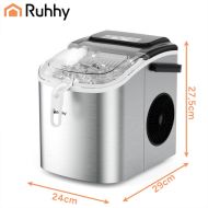 Ruhhy 27709 Výrobník ľadu 1,2 l strieborný – 12 kg ľadu za 24 hodín