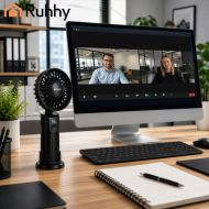 Ruhhy 27781 Ručný mini ventilátor nabíjací 2400 mAh USB-C čierny s LED displejom