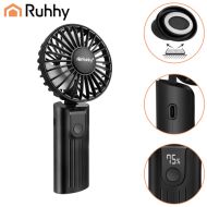 Ruhhy 27781 Ručný mini ventilátor nabíjací 2400 mAh USB-C čierny s LED displejom