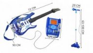 Detská rocková elektrická gitara na batérie + zosilňovač a mikrofón - Modrá