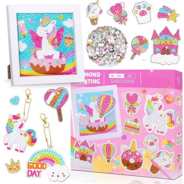 Diamantové maľovanie xxl súprava na výrobu nálepiek a kľúčeniek a obrazu - Unicorn