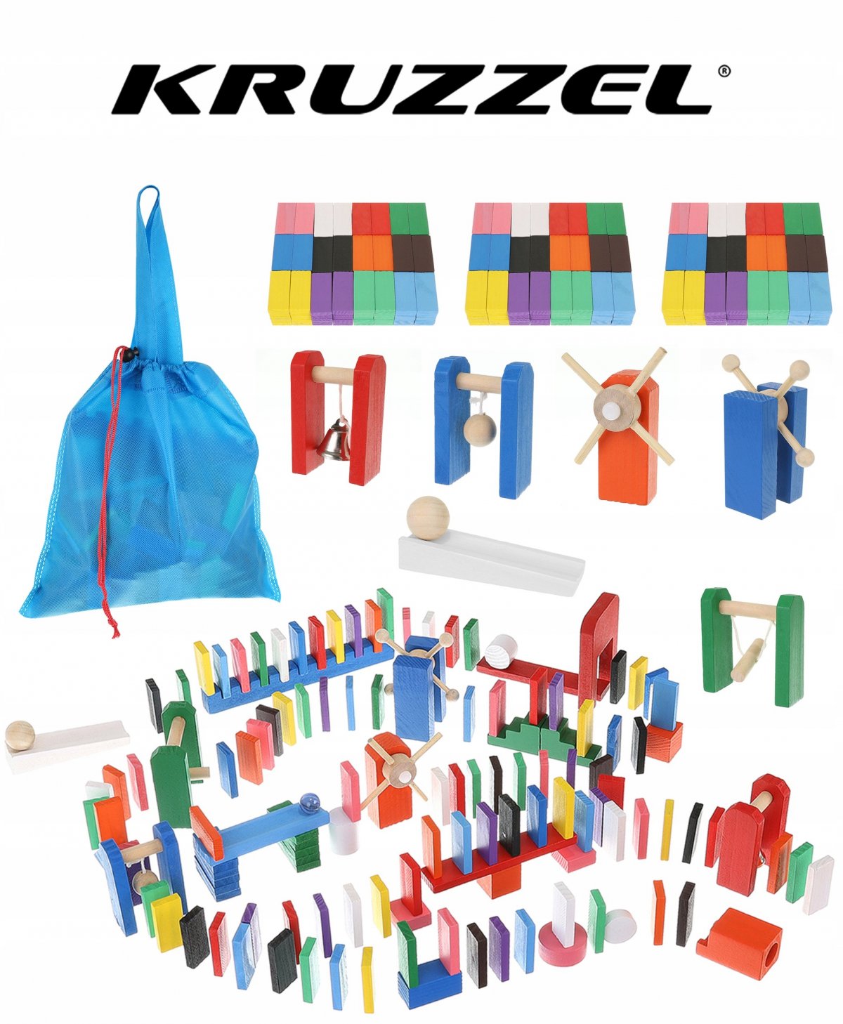 Drevené domino Kruzzel - Sada 1131 kusov s prekážkami Drevené domino Kruzzel - Sada 1131 kusov s prekážkami
