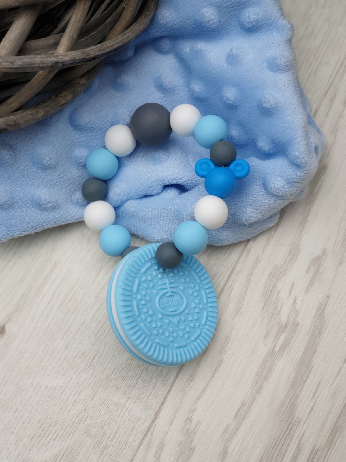 Okrúhle hryzátko do ručičky - Oreo sušienka modrá Okrúhle hryzátko do ručičky - Oreo sušienka modrá