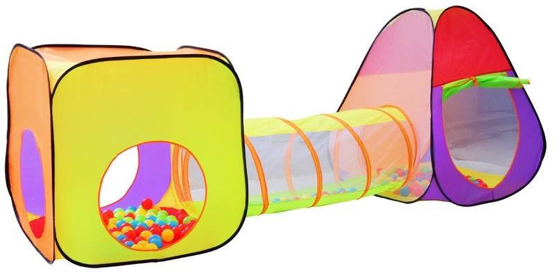 Detský stan a hrací domček s tunelom + 200 loptičiek Detský stan a hrací domček s tunelom + 200 loptičiek