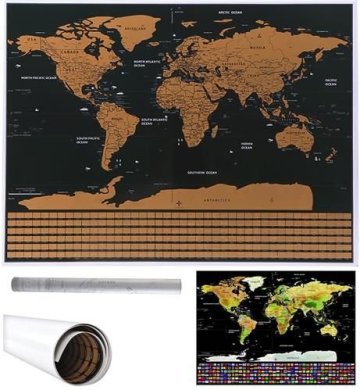 Veľká Stieracia mapa sveta s vlajkami Deluxe 82 x 59 cm čierna Malatec