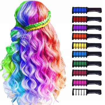 Hrebeň s farebnými kriedami na vlasy 10 farieb