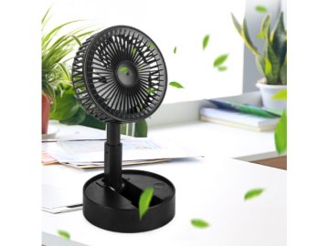 Prenosný skladací stolový ventilátor EB908 s akumulátorom a USB, čierny