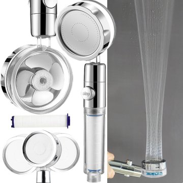 Úsporná sprchová hlavica rotujúca dvojšpirálová, strieborná vrtuľa - SHOW-TRB