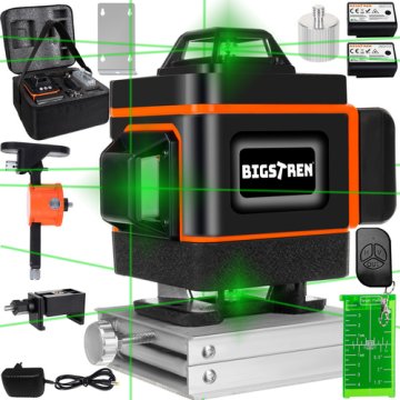 4D 16riadková laserová vodováha BIGSTREN – presný 360° zelený laser