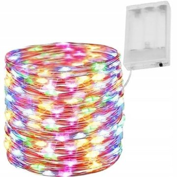 Svetelná reťaz 100LED - 10m na 3XAA - RGB